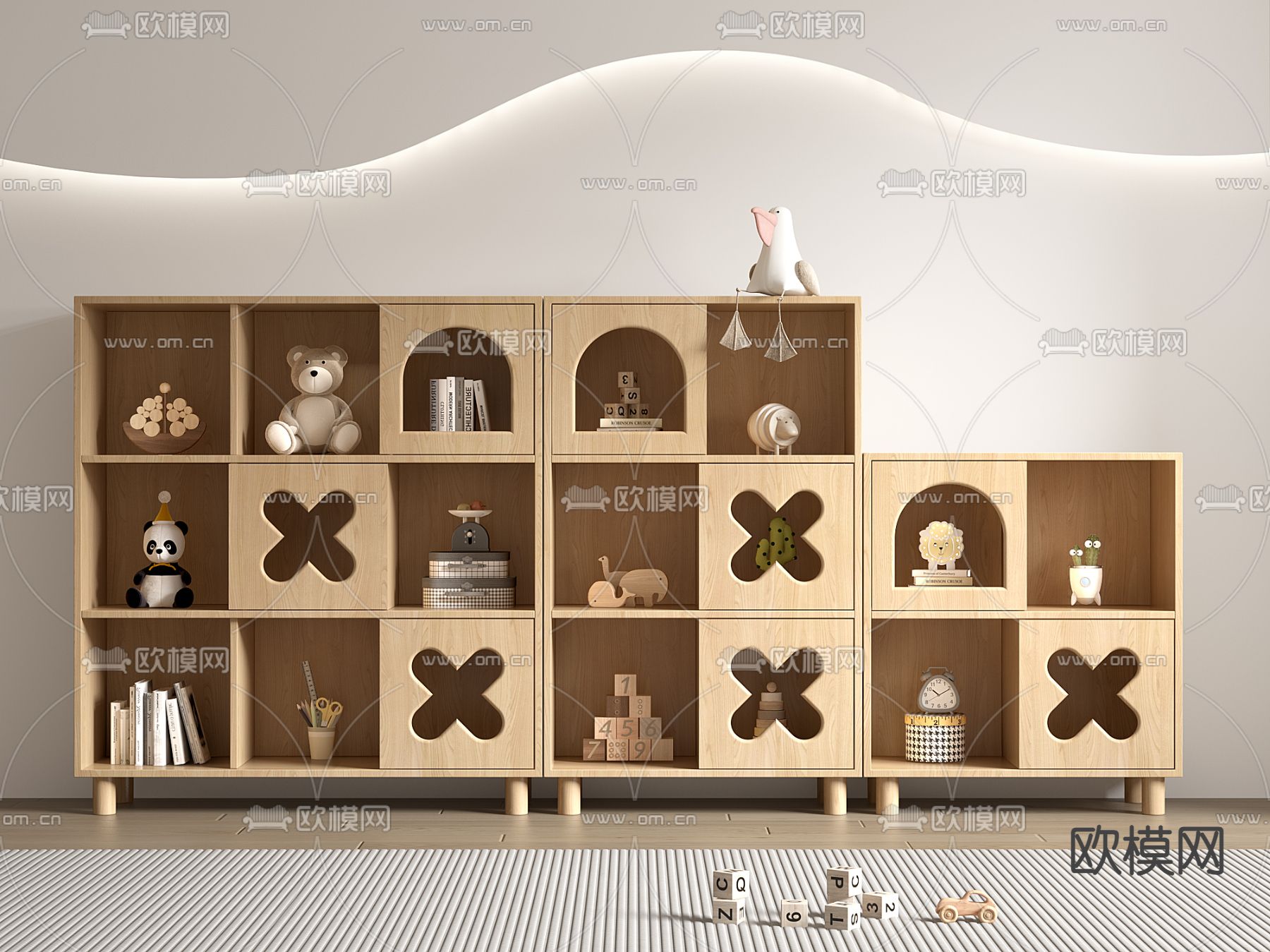 儿童书柜 玩具柜3d模型下载