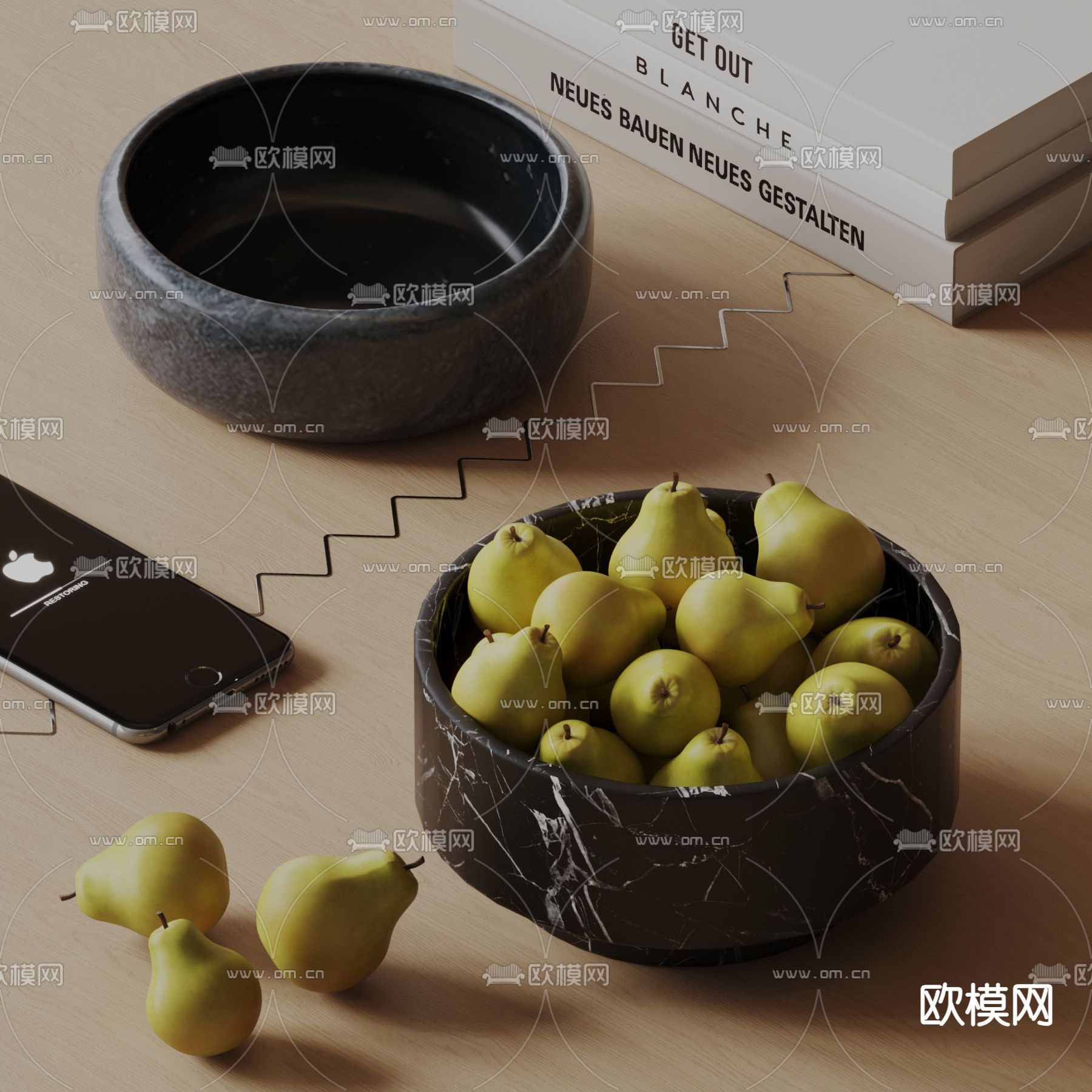 桌面摆件 水果 梨子果盘3d模型下载