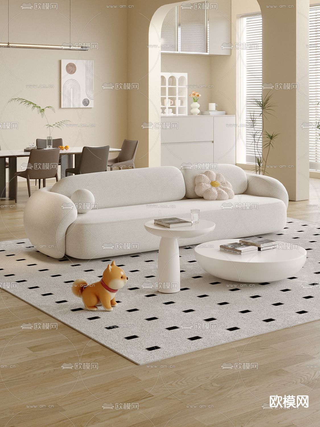 奶油风沙发 软体沙发3d模型下载