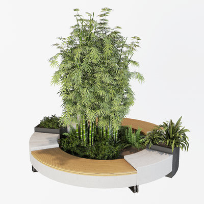  圆形树池椅 户外椅 公园座椅su模型 