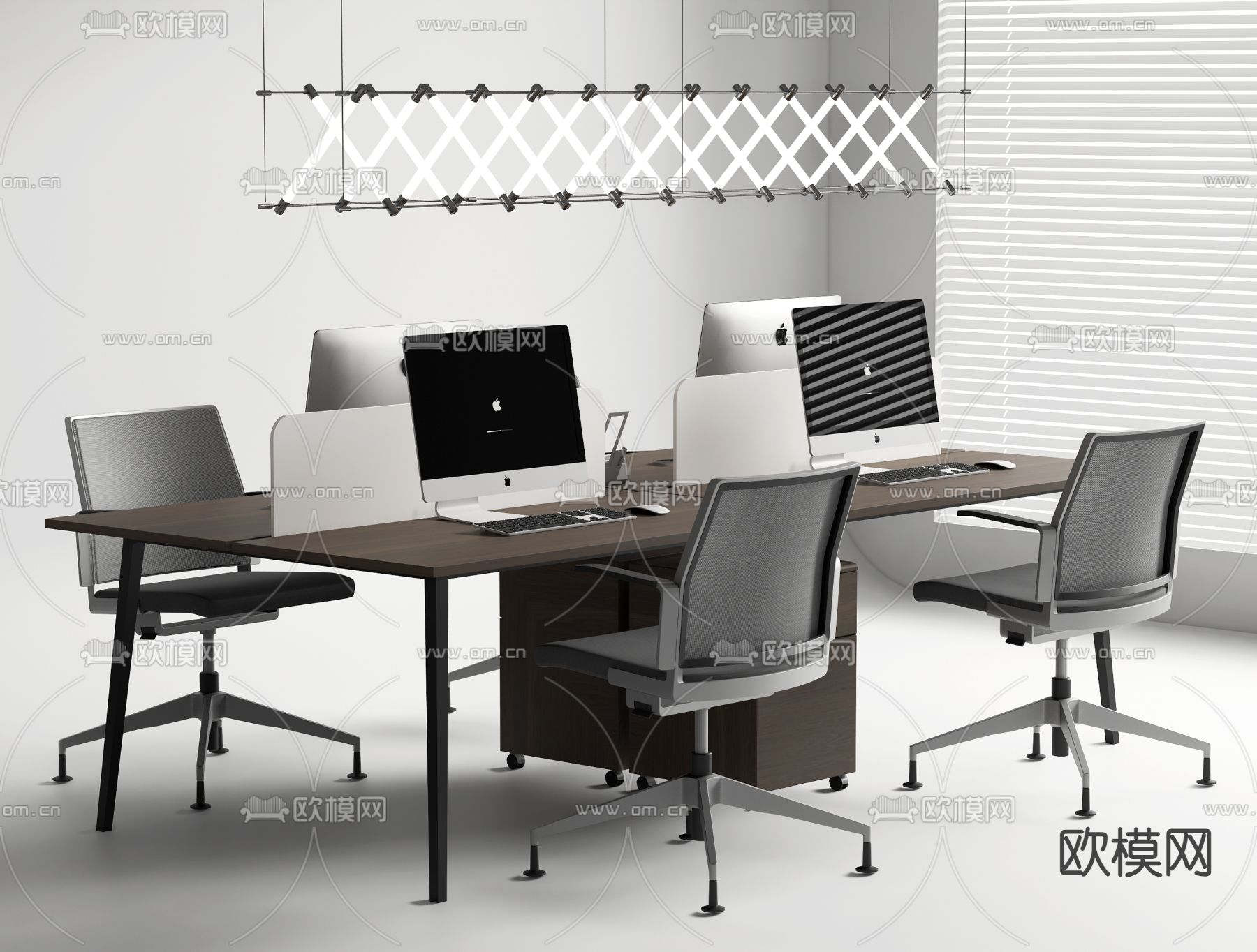 卡位办公桌 职员桌3d模型下载