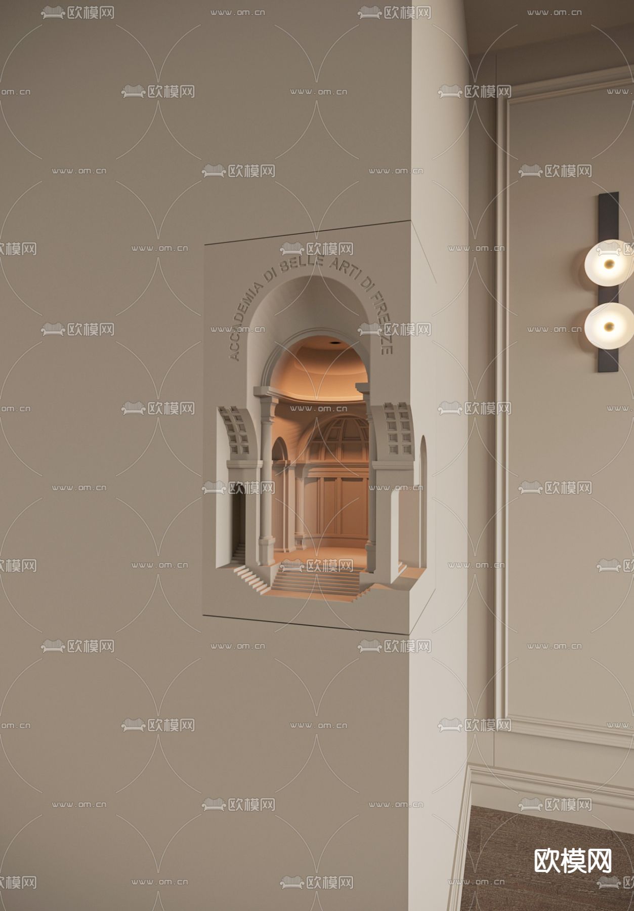 嵌入式转角壁灯 石膏壁灯3d模型下载