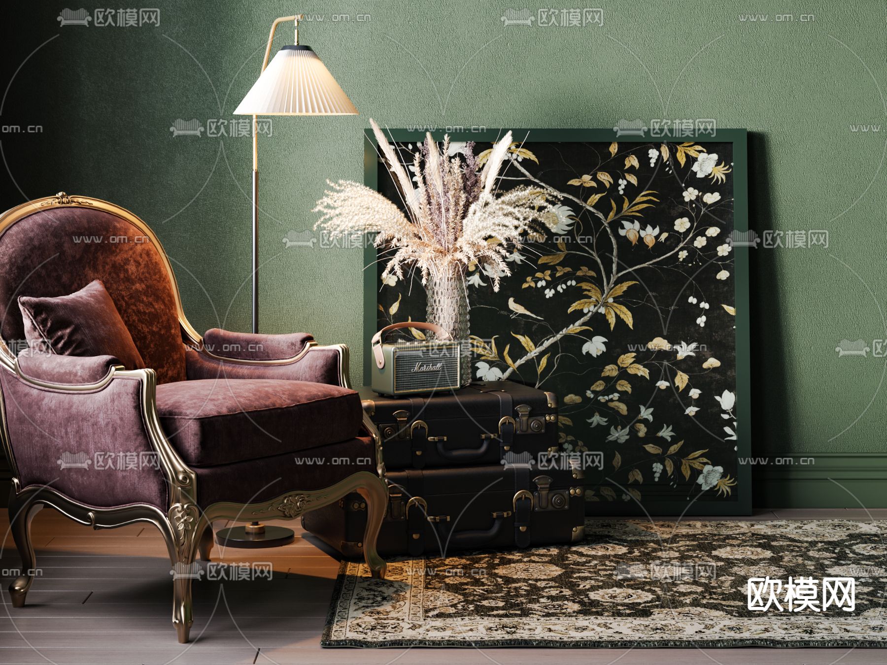 美式地毯 方毯3d模型下载（渲染图3）