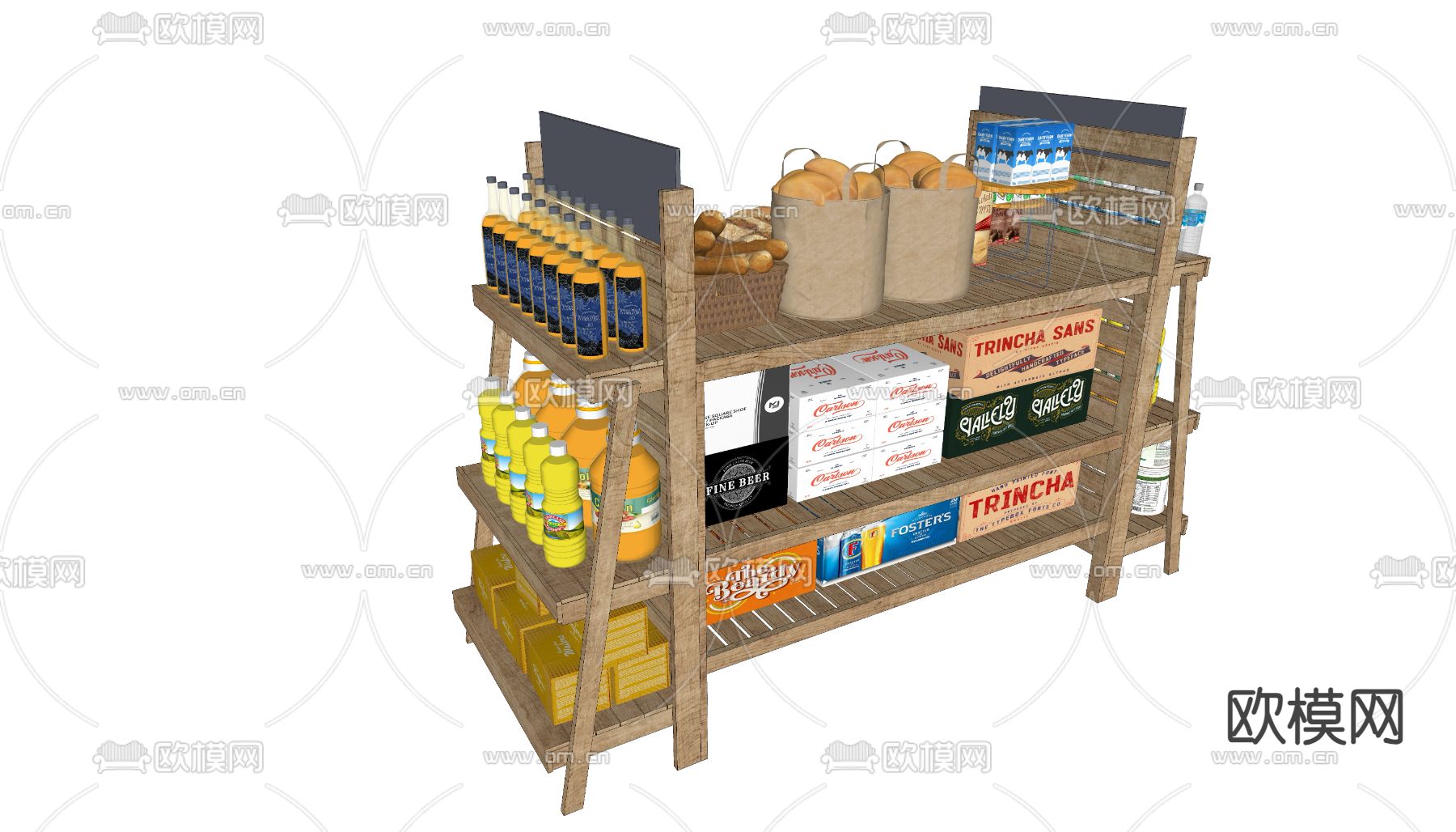 超市展示架 货架 货柜su模型下载（渲染图2）