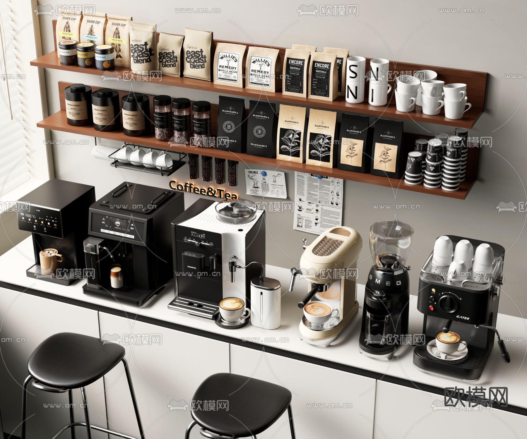 咖啡机 磨豆机 咖啡杯 咖啡摆件3d模型下载