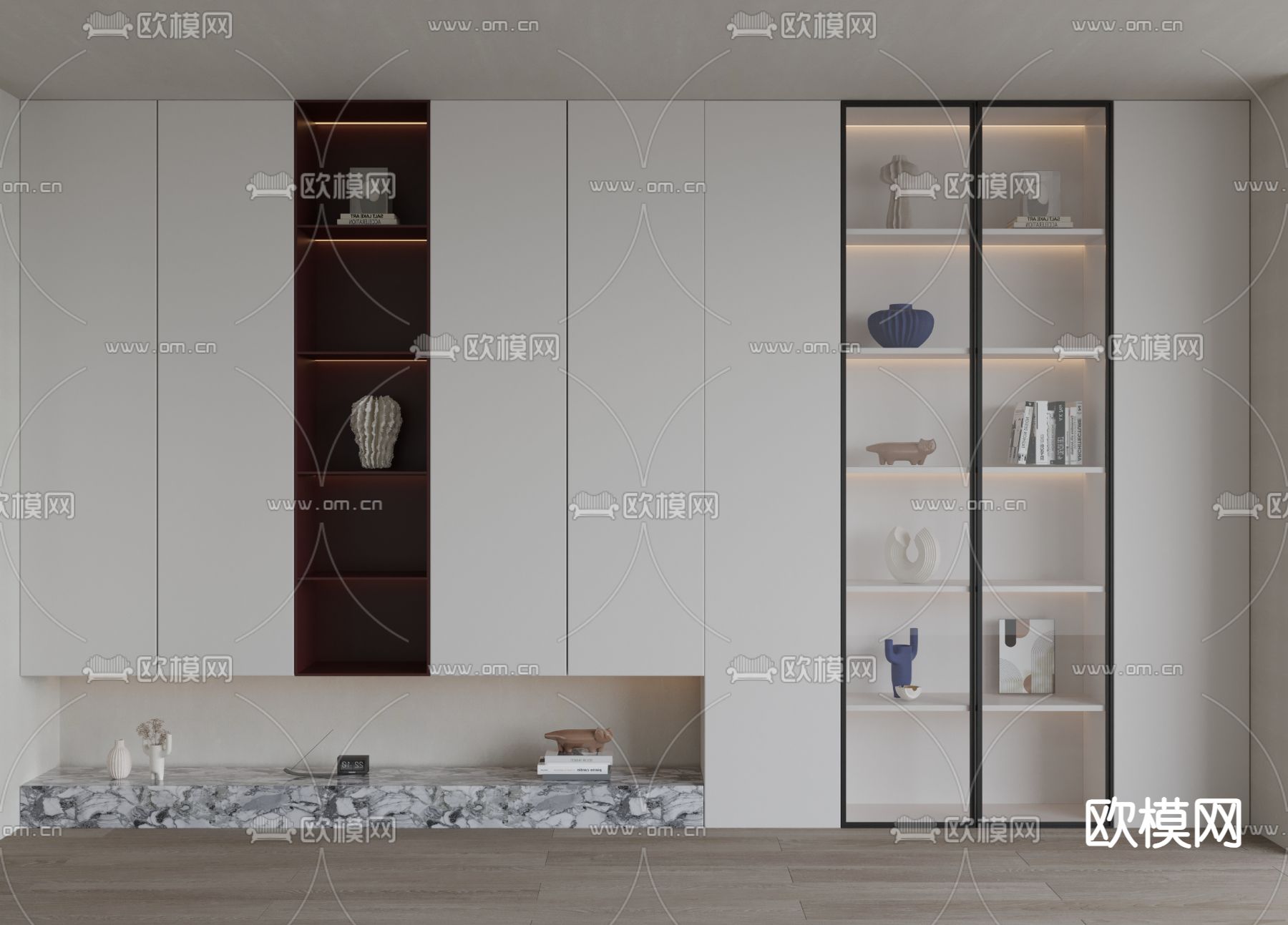 现代书柜 装饰柜3d模型下载