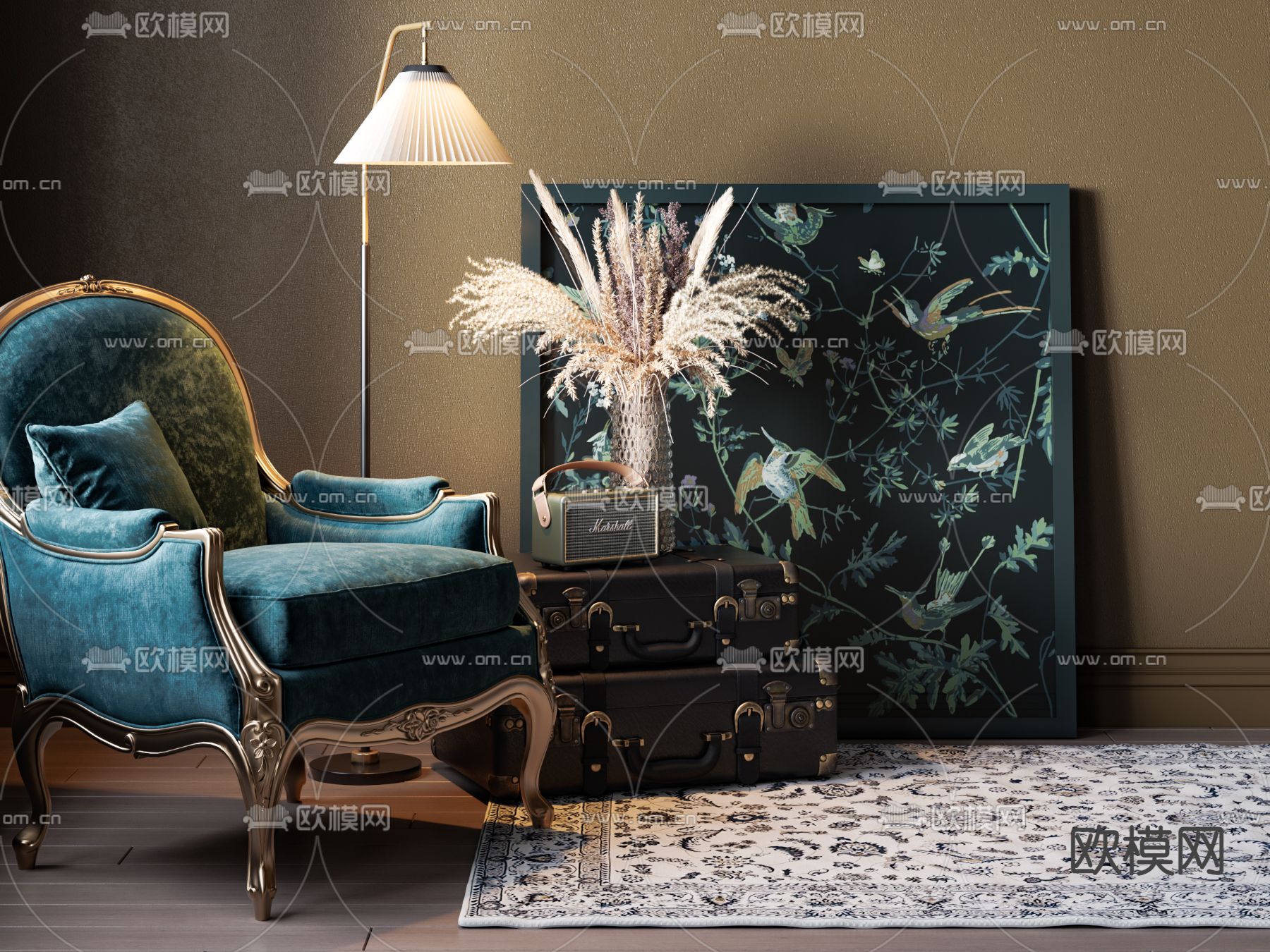 欧式地毯 方毯3d模型下载（渲染图3）