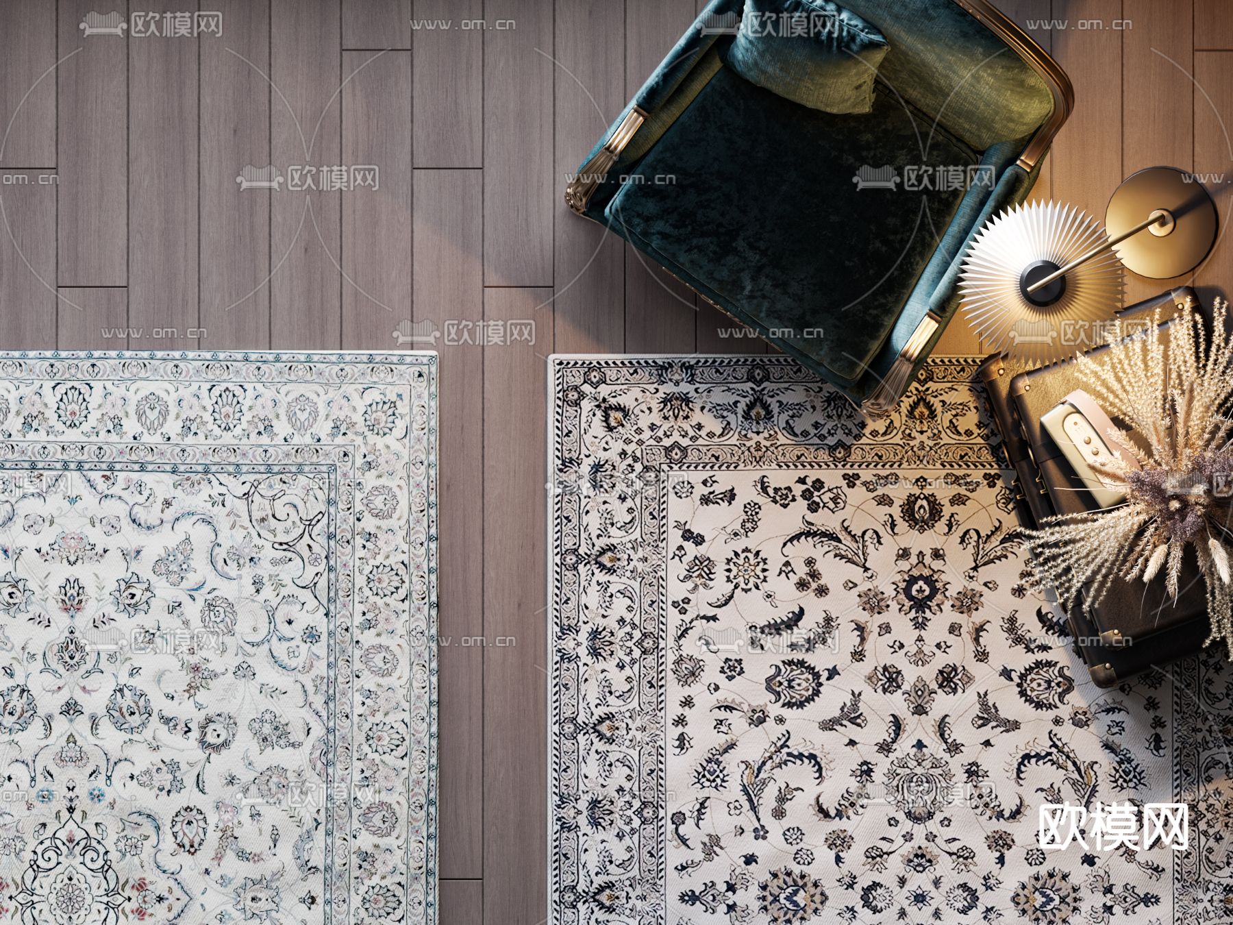欧式地毯 方毯3d模型下载（渲染图2）