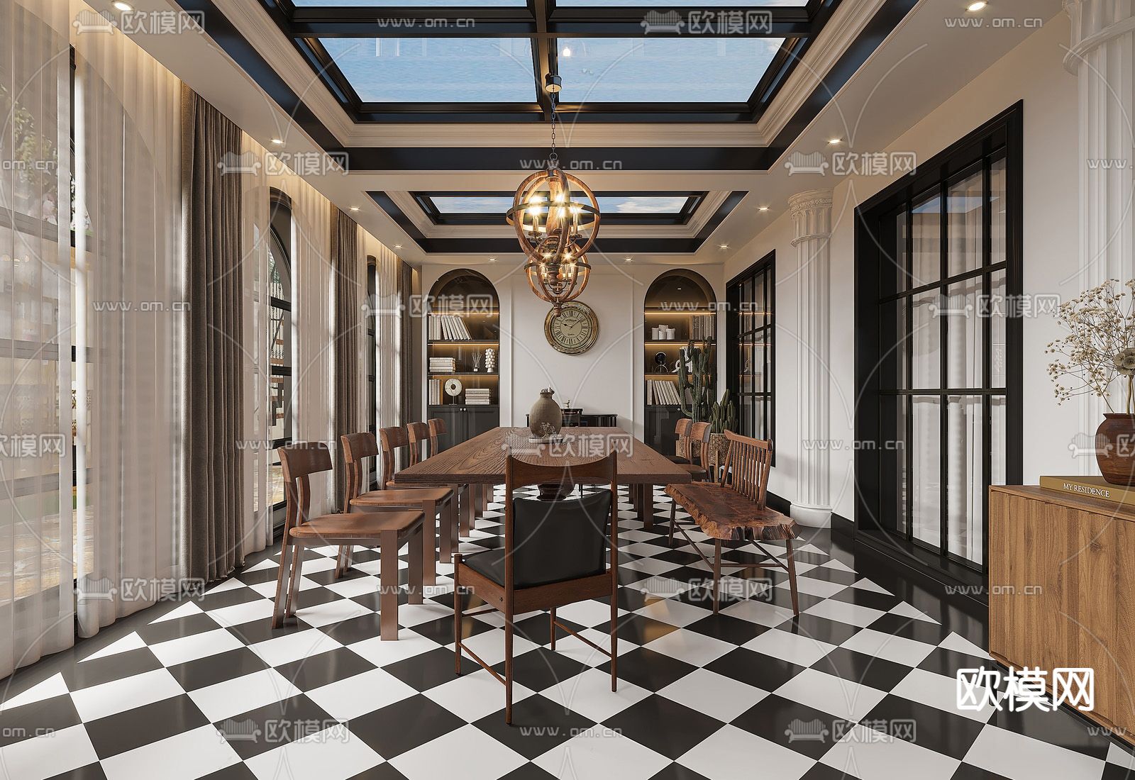 法式餐厅 阳光房su模型下载（渲染图1）