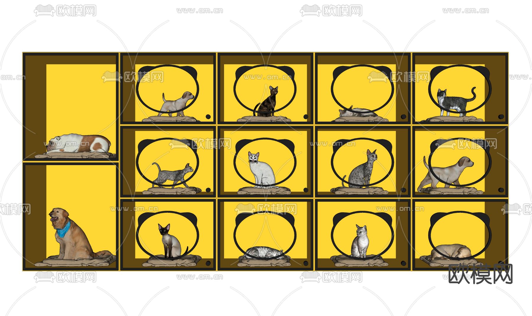 宠物 猫 狗su模型下载（渲染图2）