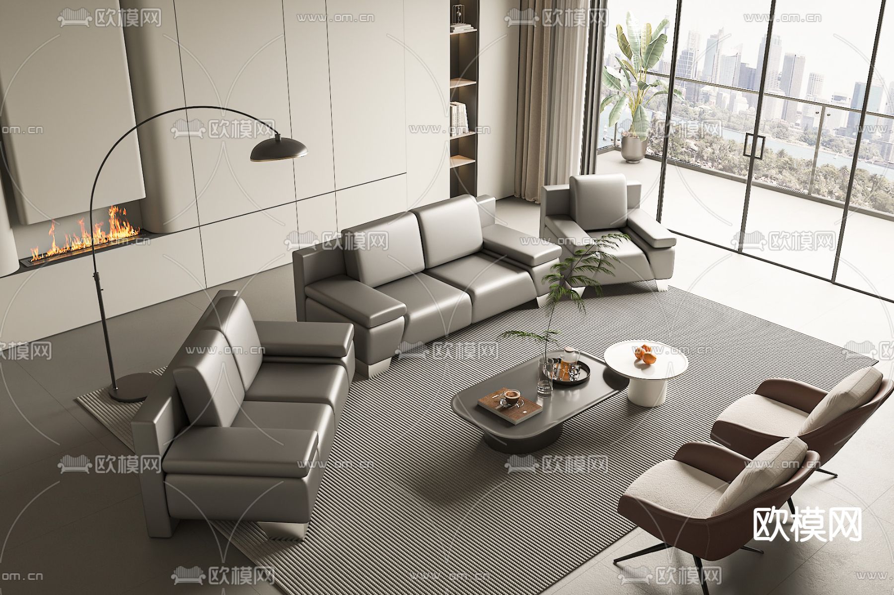 组合沙发 办公沙发3d模型下载