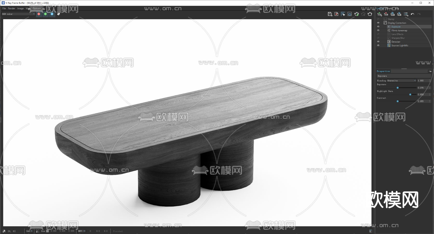 侘寂风长凳 凳子 条凳su模型下载（渲染图4）