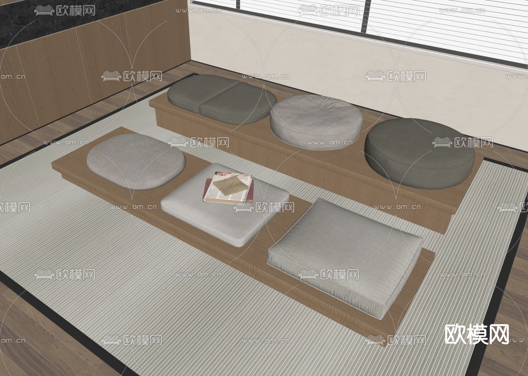 沙发垫 蒲团 软垫 抱枕su模型下载（渲染图1）