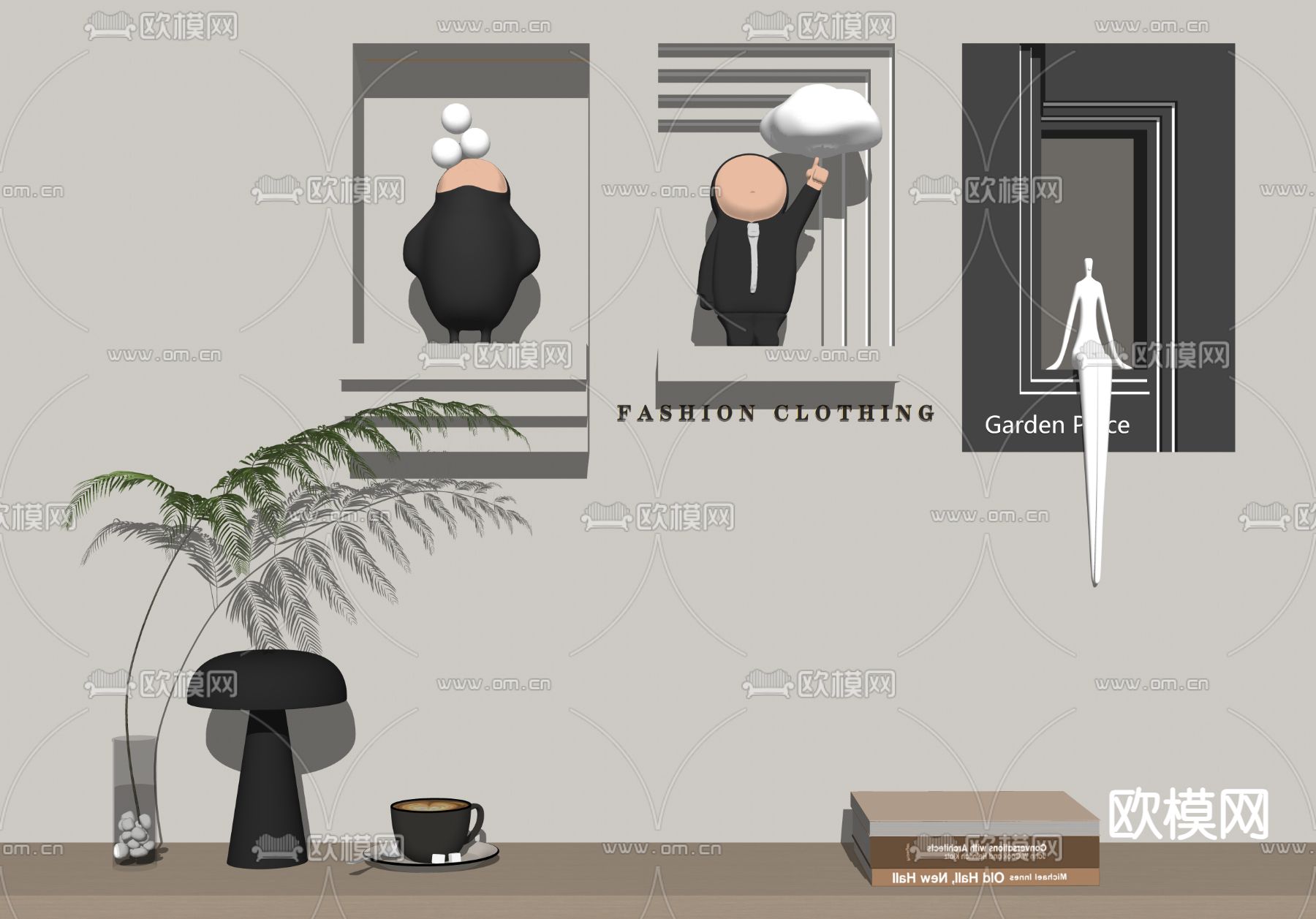 雕塑 摆件 潮玩 卡通公仔su模型下载（渲染图2）