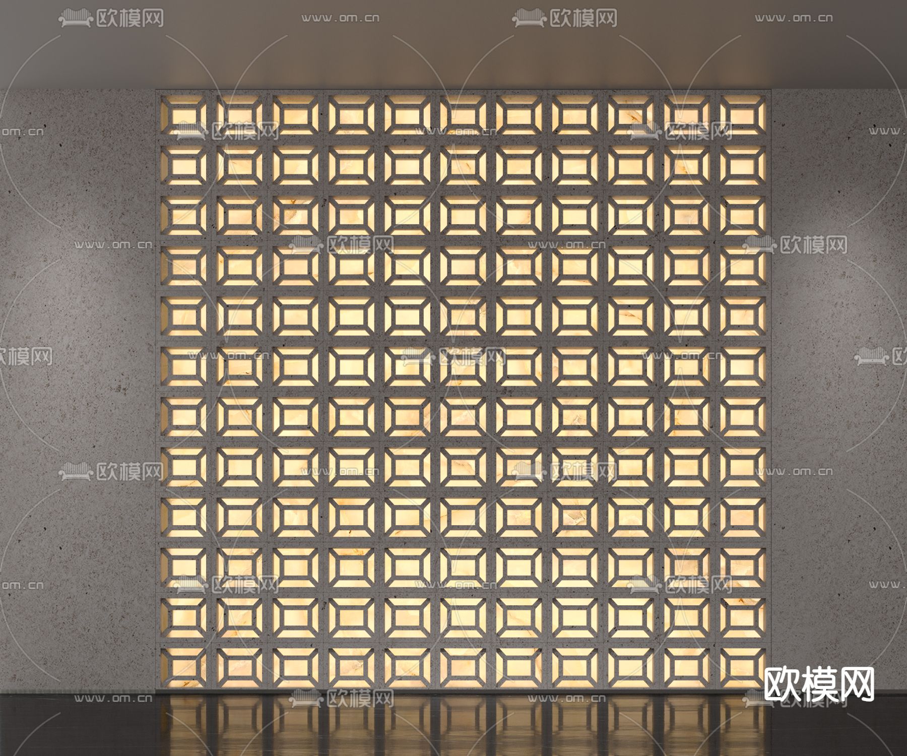 水泥砖屏风 隔断 镂空水泥砖3d模型下载