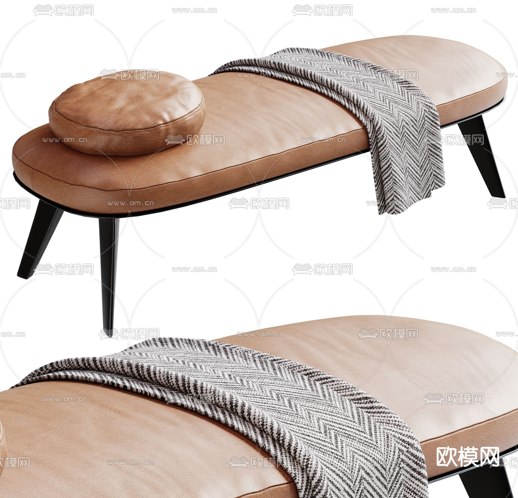 GallottiRadice脚踏 床尾凳su模型下载（渲染图1）