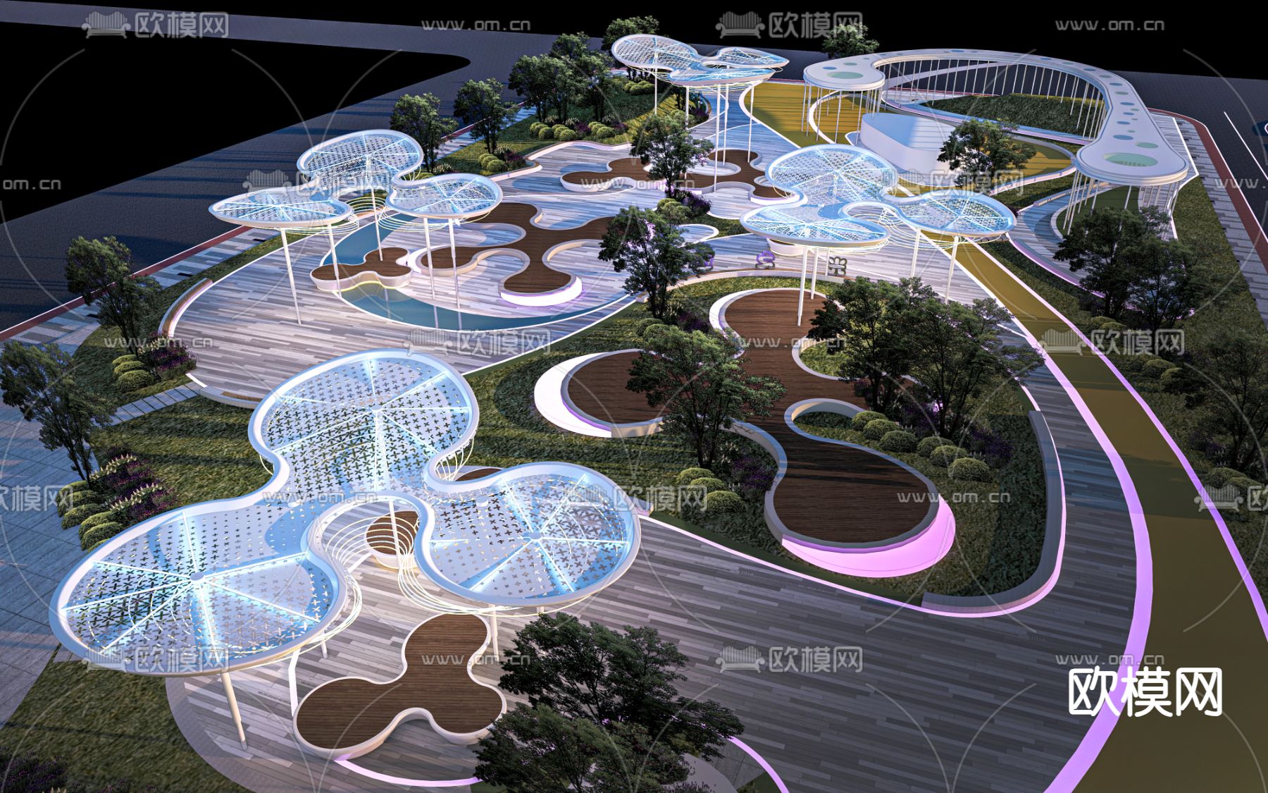 景观公园 街心公园su模型下载（渲染图2）