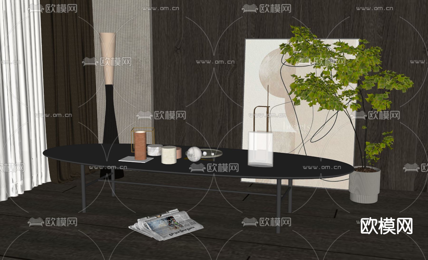 现代茶几su模型下载（渲染图1）