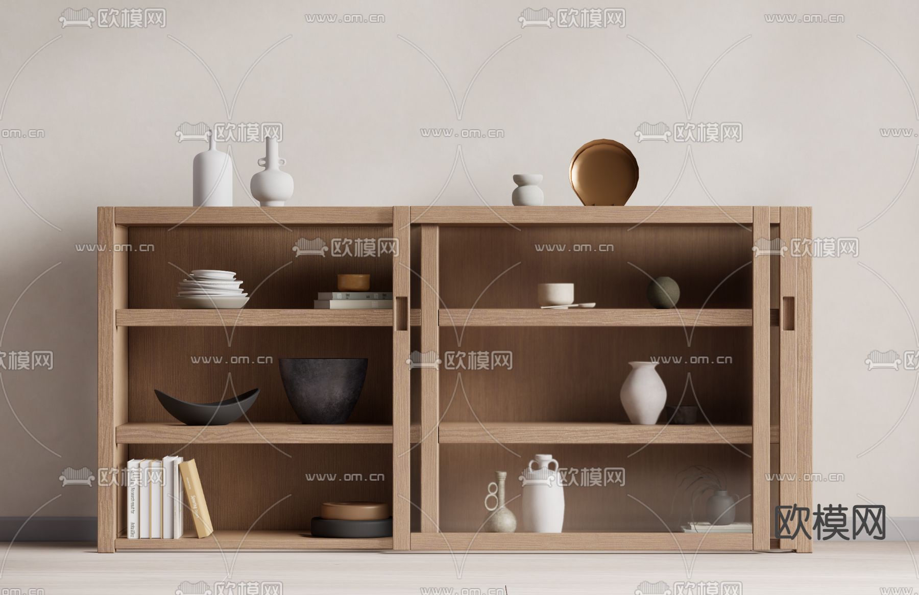 现代储物柜 装饰柜su模型下载（渲染图2）