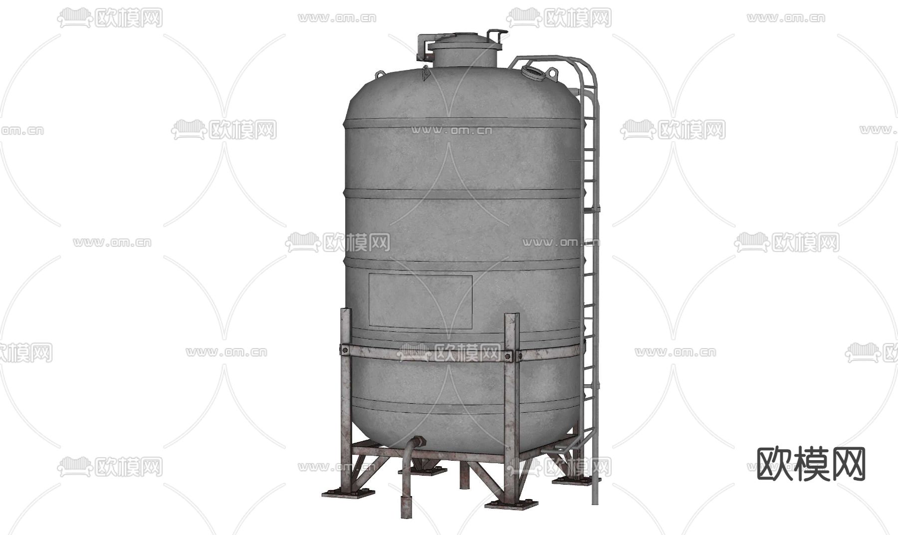 金属储水罐su模型下载（渲染图1）