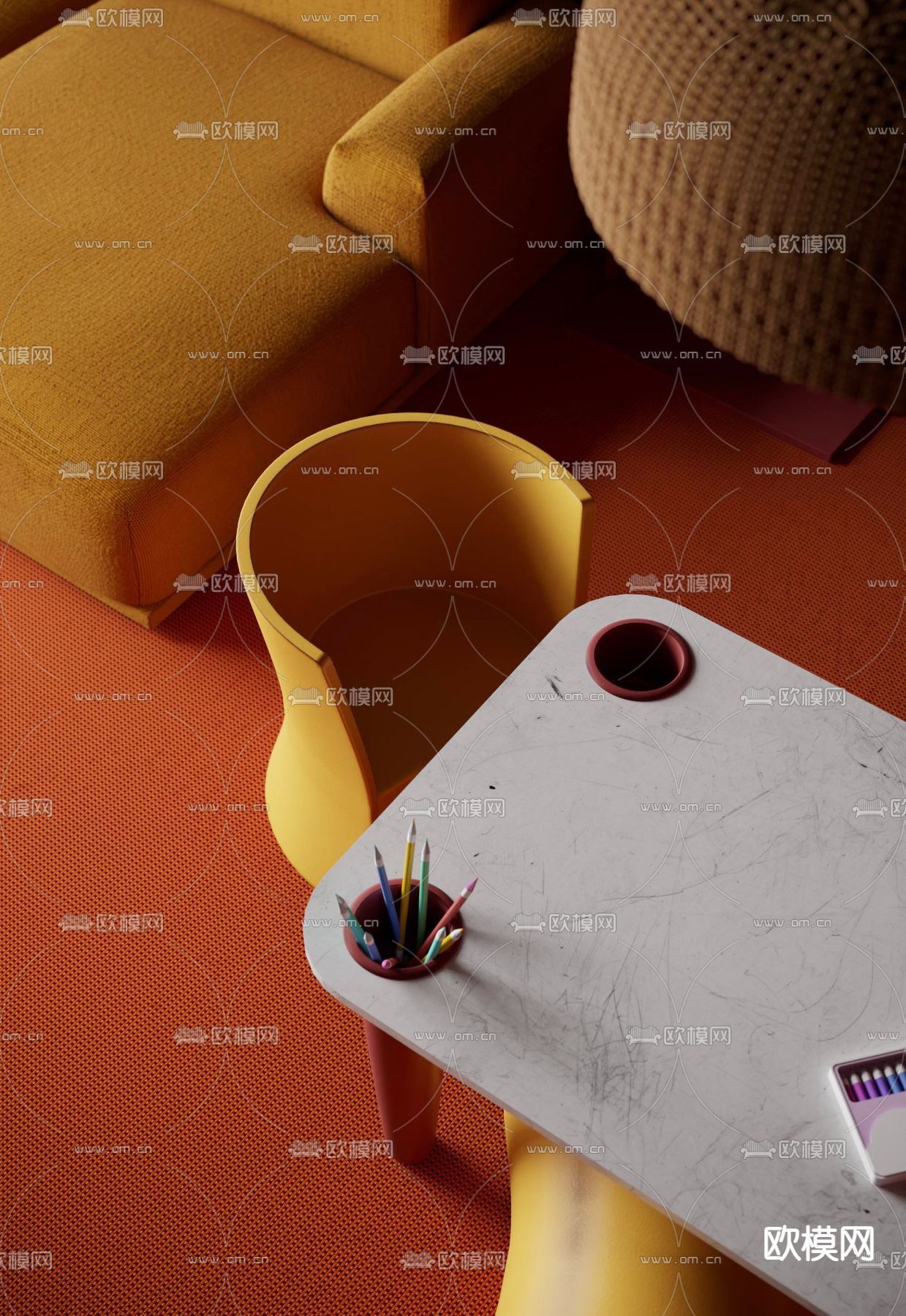 孟菲斯儿童房 玩具房su模型下载（渲染图3）