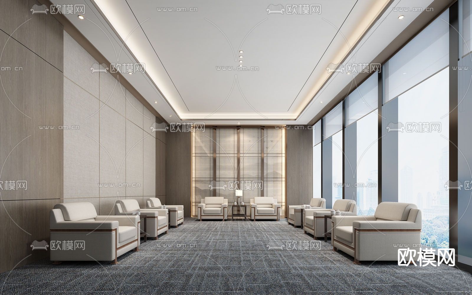 现代接待室su模型下载（渲染图2）