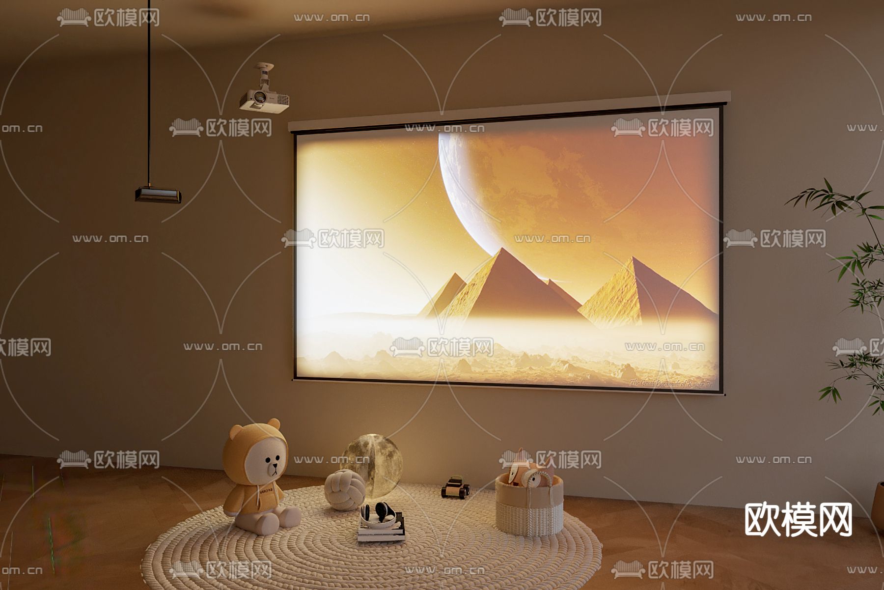 投影仪 投影幕布3d模型下载