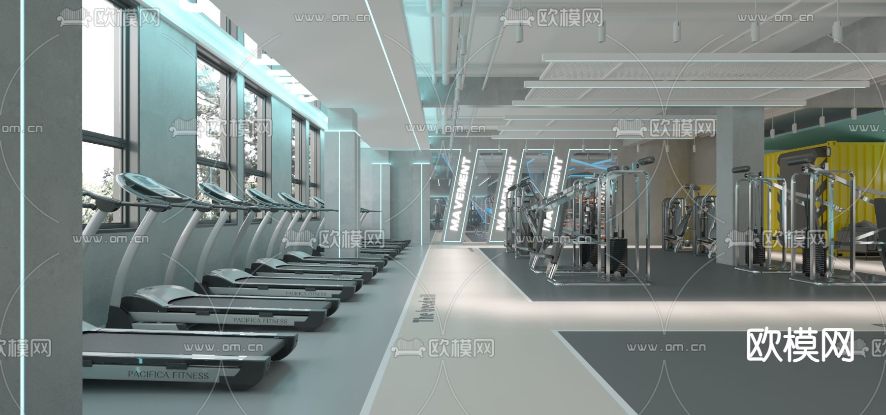 现代瑜伽室 健身房3d模型下载（渲染图4）