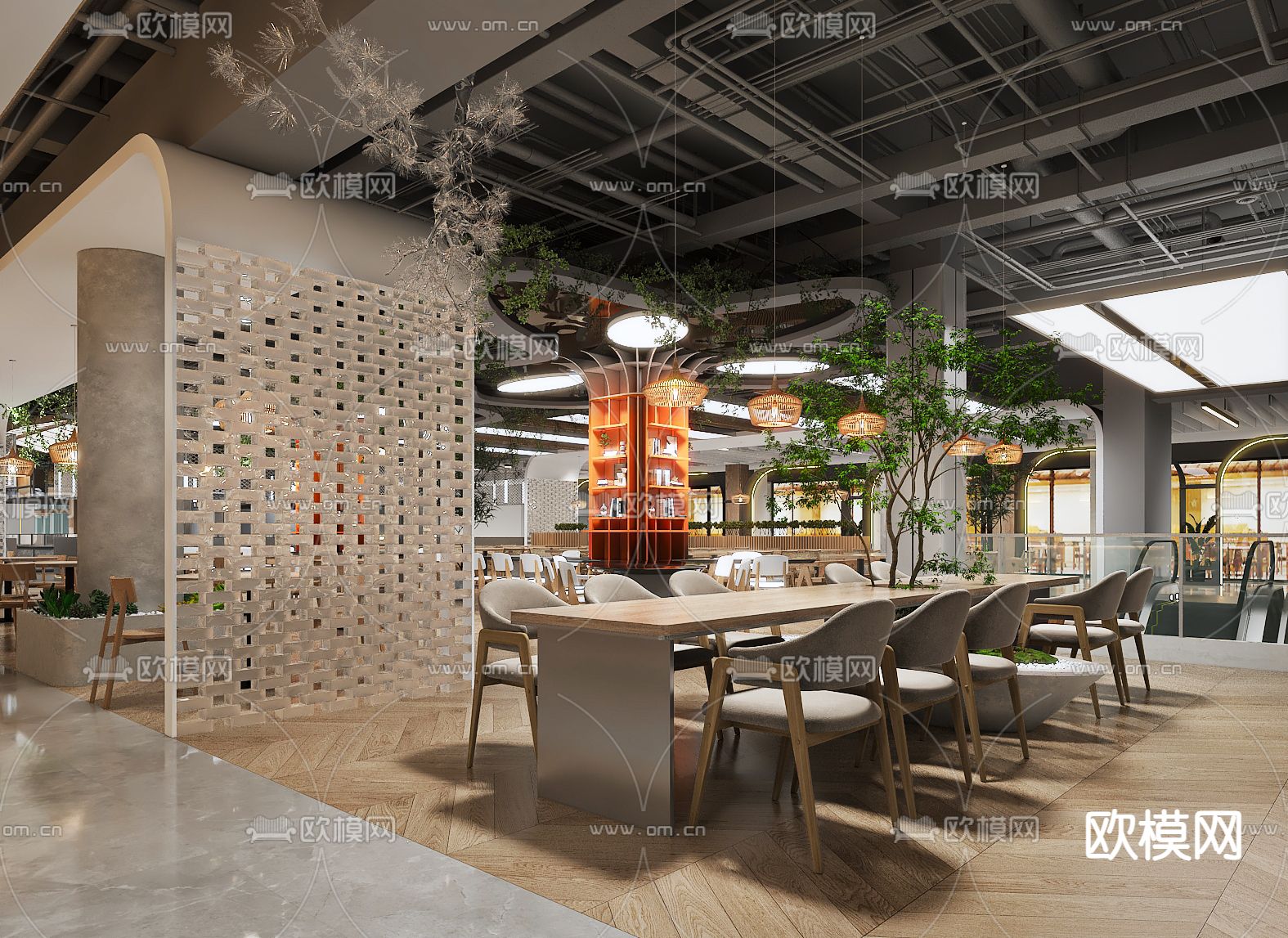 商场餐厅 快餐厅3d模型下载（渲染图1）