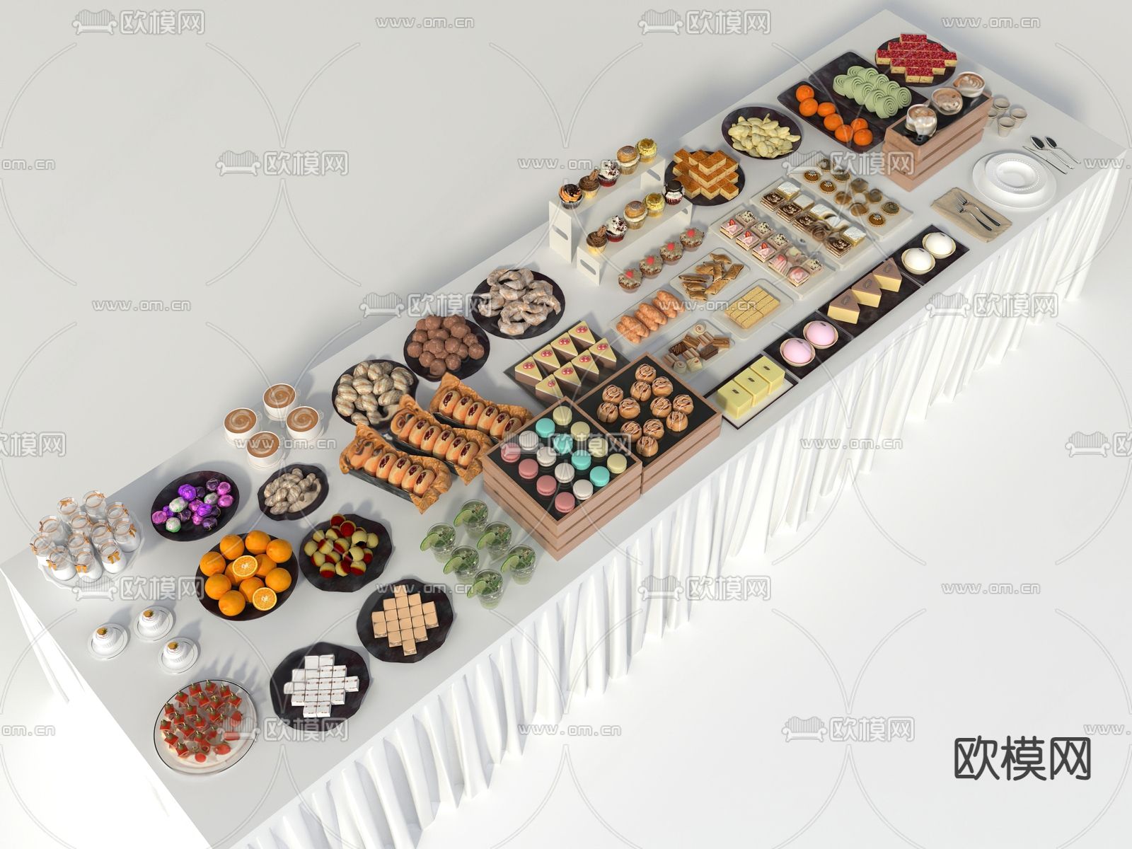 下午茶 甜品 糕点 面包su模型下载（渲染图2）