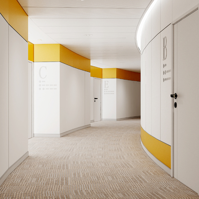  酒店走廊过道su模型 