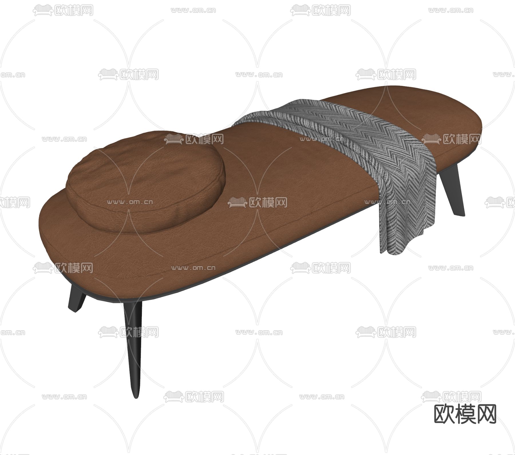 GallottiRadice脚踏 床尾凳su模型下载（渲染图2）