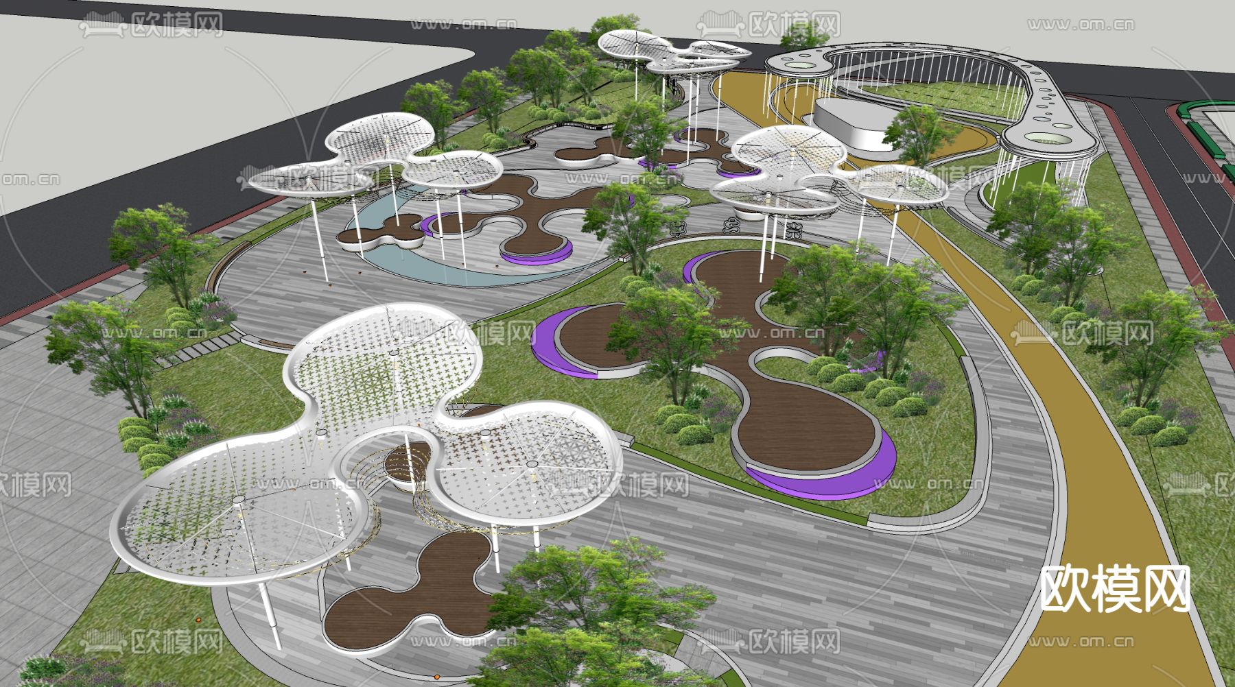 景观公园 街心公园su模型下载（渲染图1）