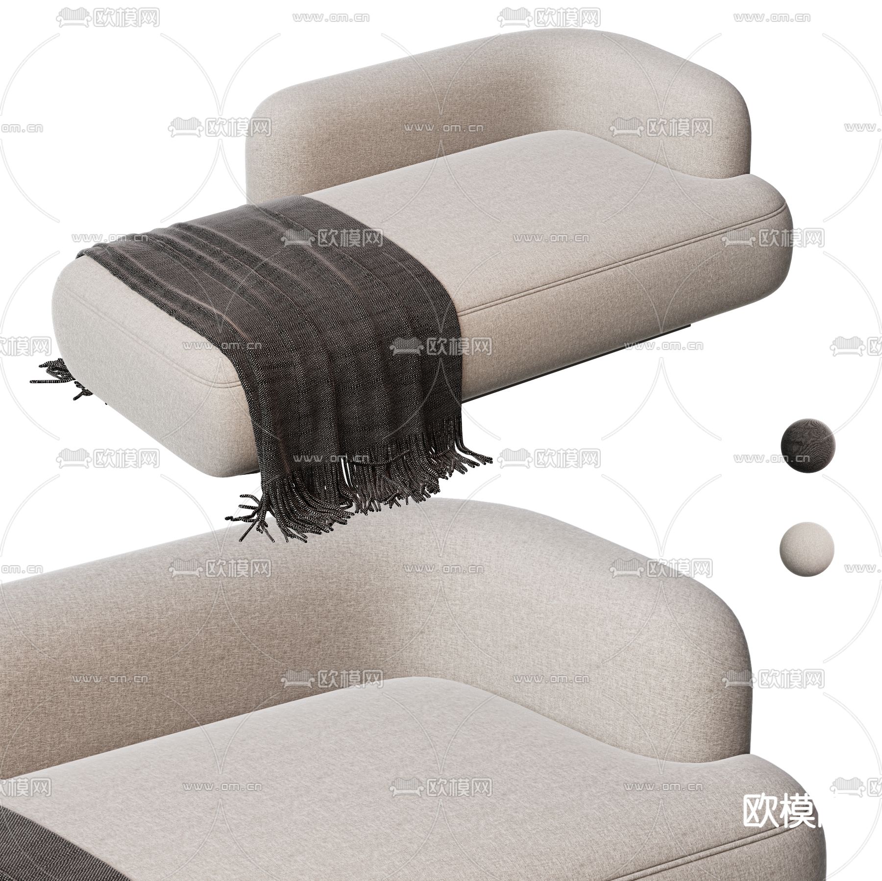 B&B贵妃椅su模型下载（渲染图1）