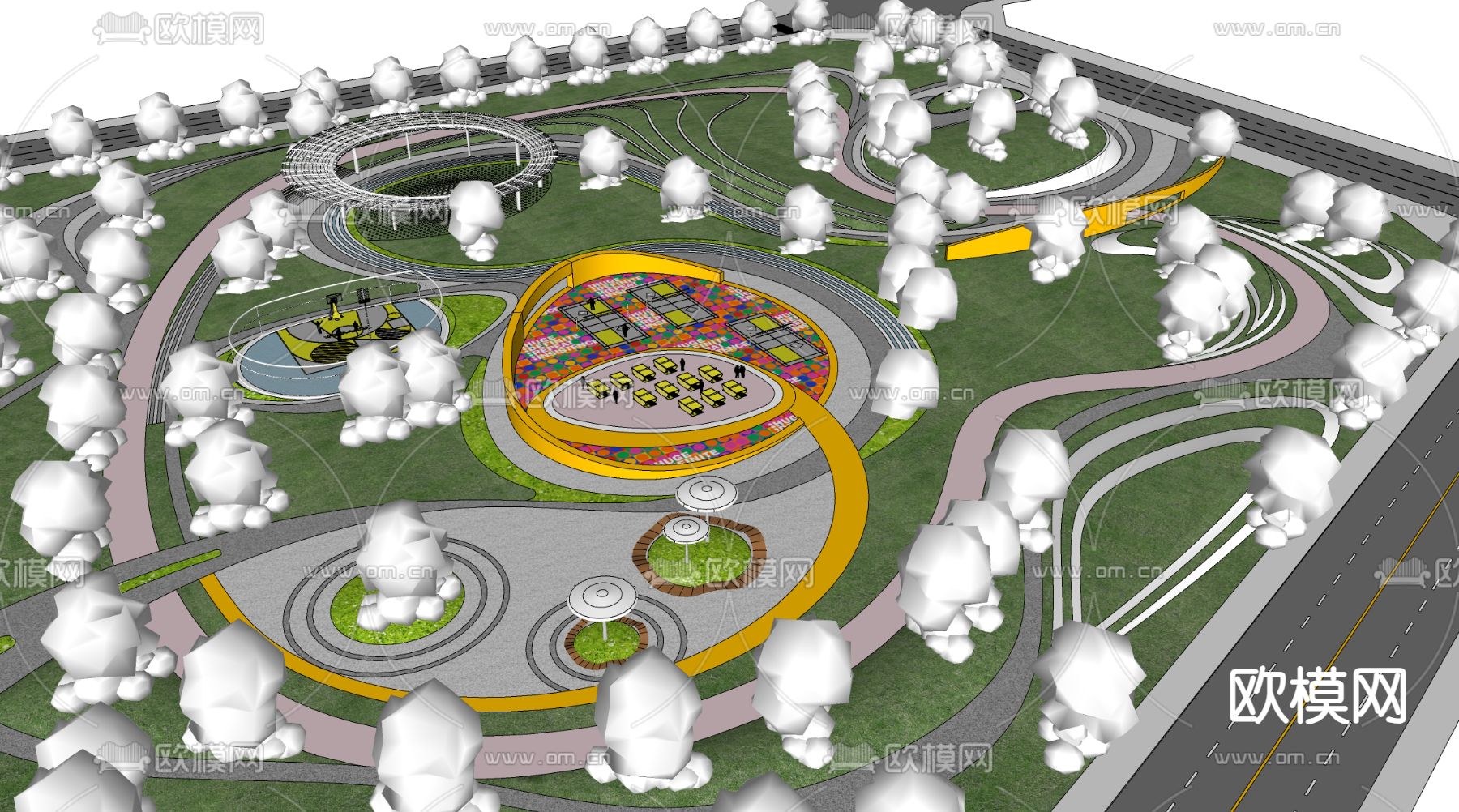 公园景观 口袋公园su模型下载（渲染图1）
