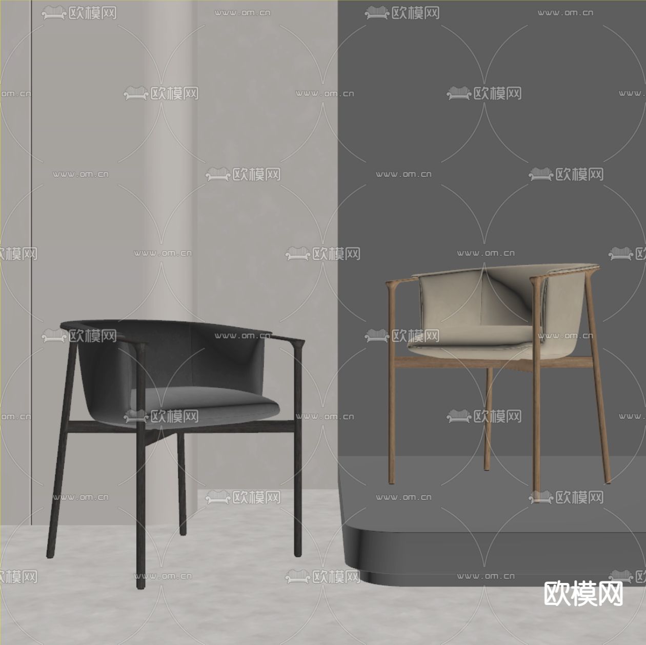 现代餐椅 单椅 休闲椅su模型下载（渲染图1）