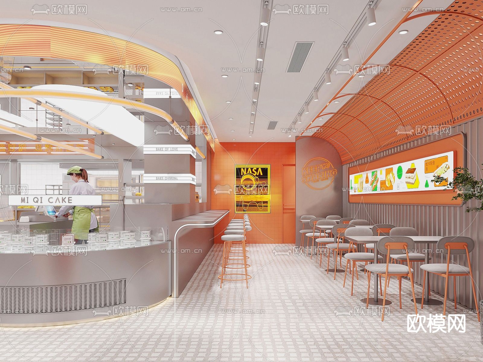 甜品面包店su模型下载（渲染图2）