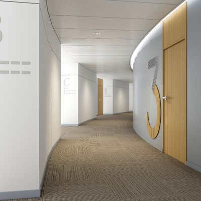  酒店走廊过道su模型 