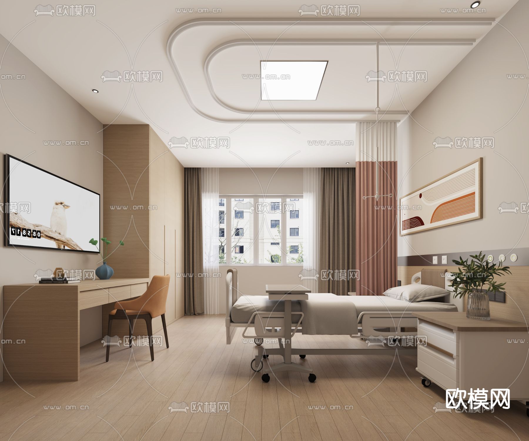 医院病房su模型下载（渲染图2）