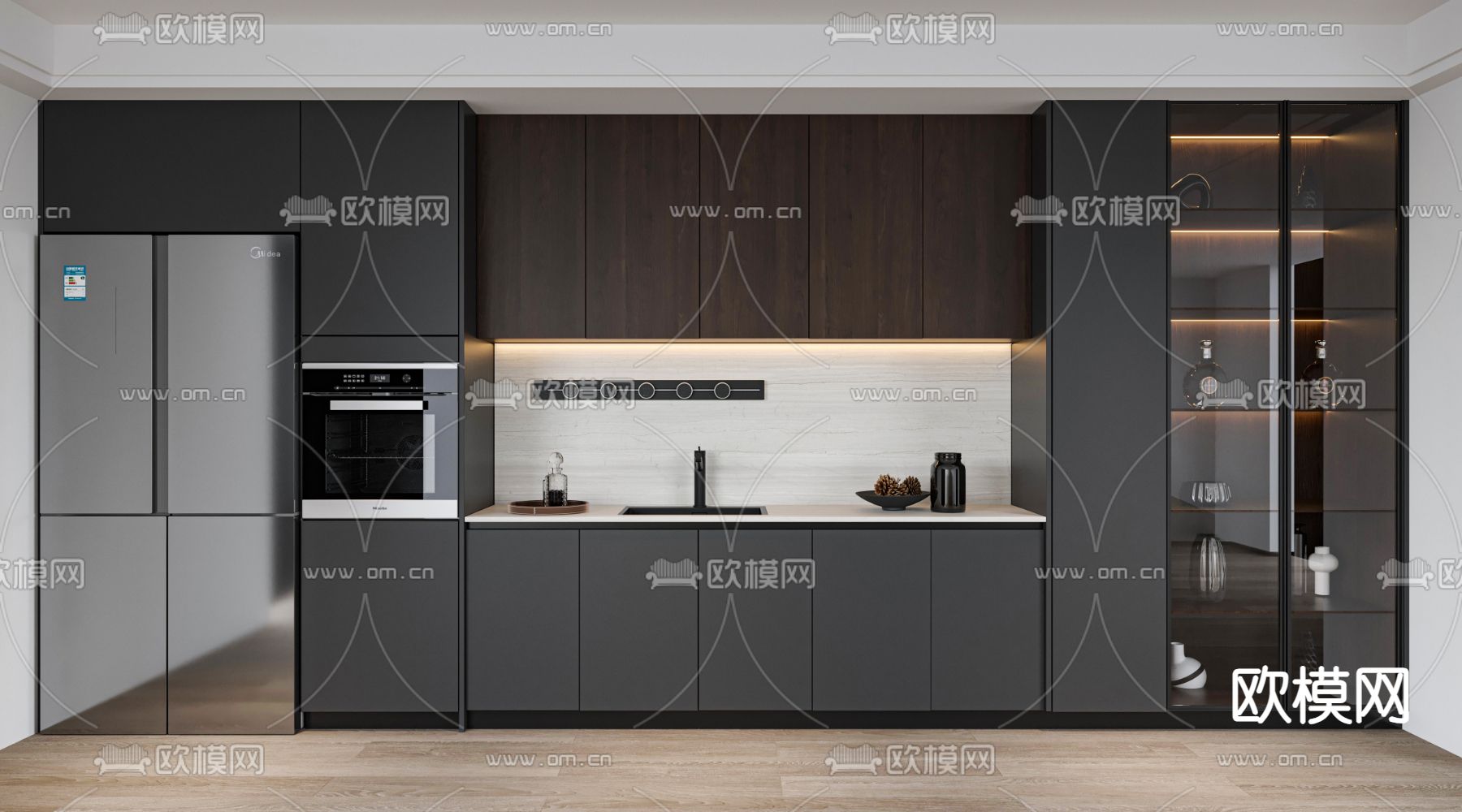 暗黑风酒柜 餐边柜3d模型下载