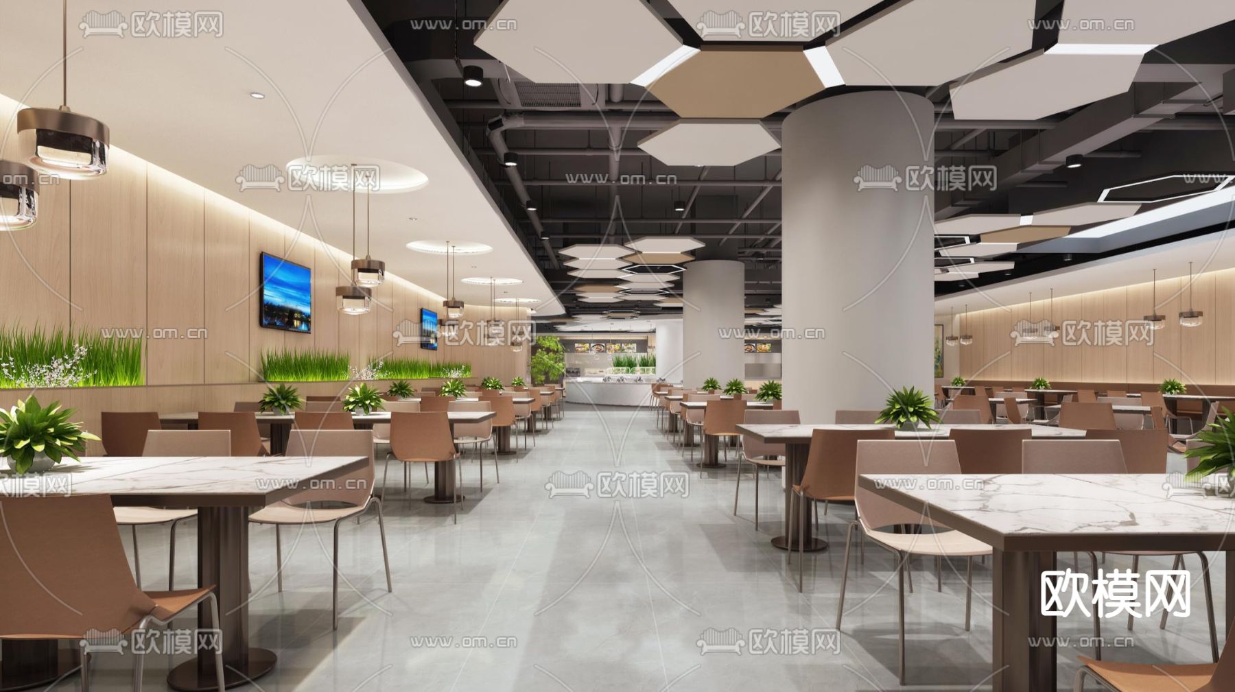 职员食堂 员工餐厅3d模型下载