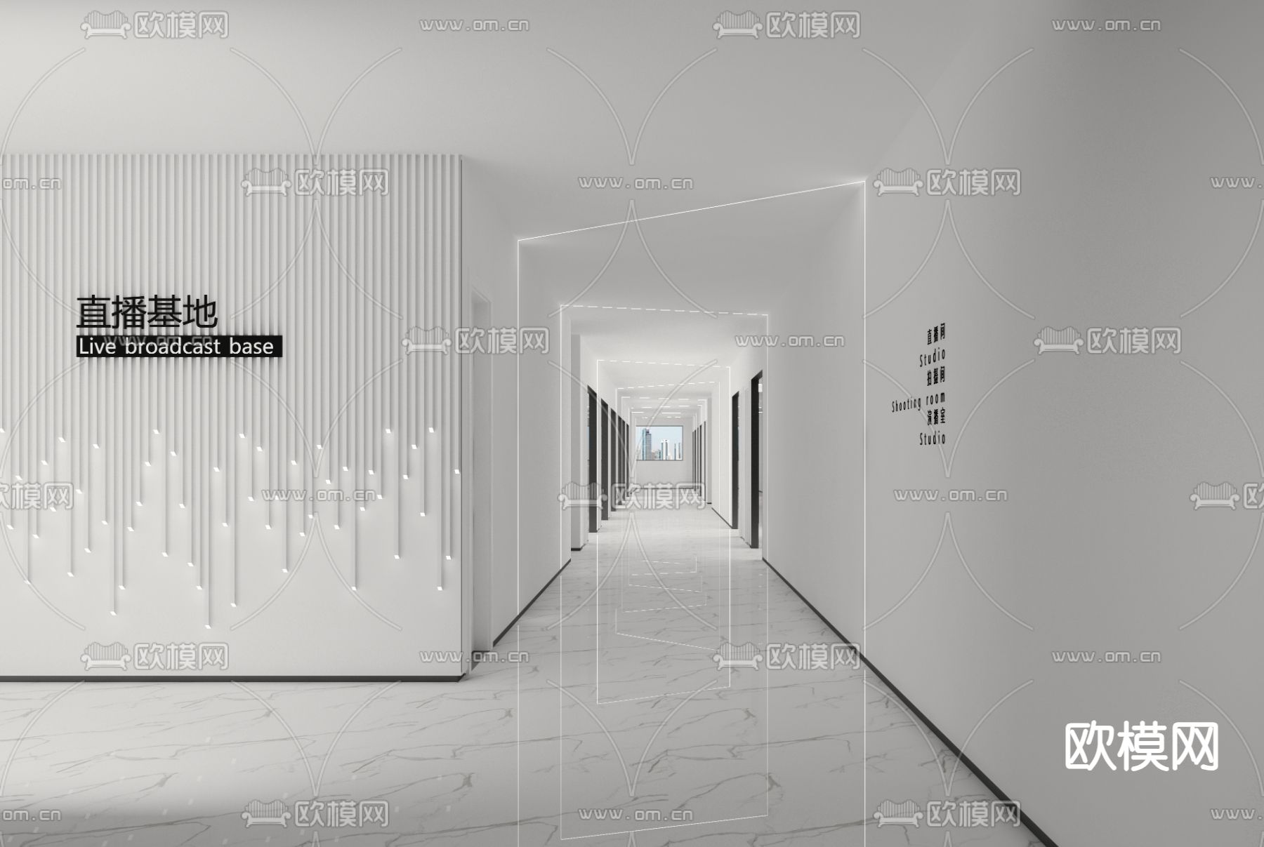 现代公司过道su模型下载（渲染图2）