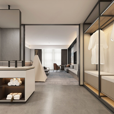  现代酒店套房su模型 