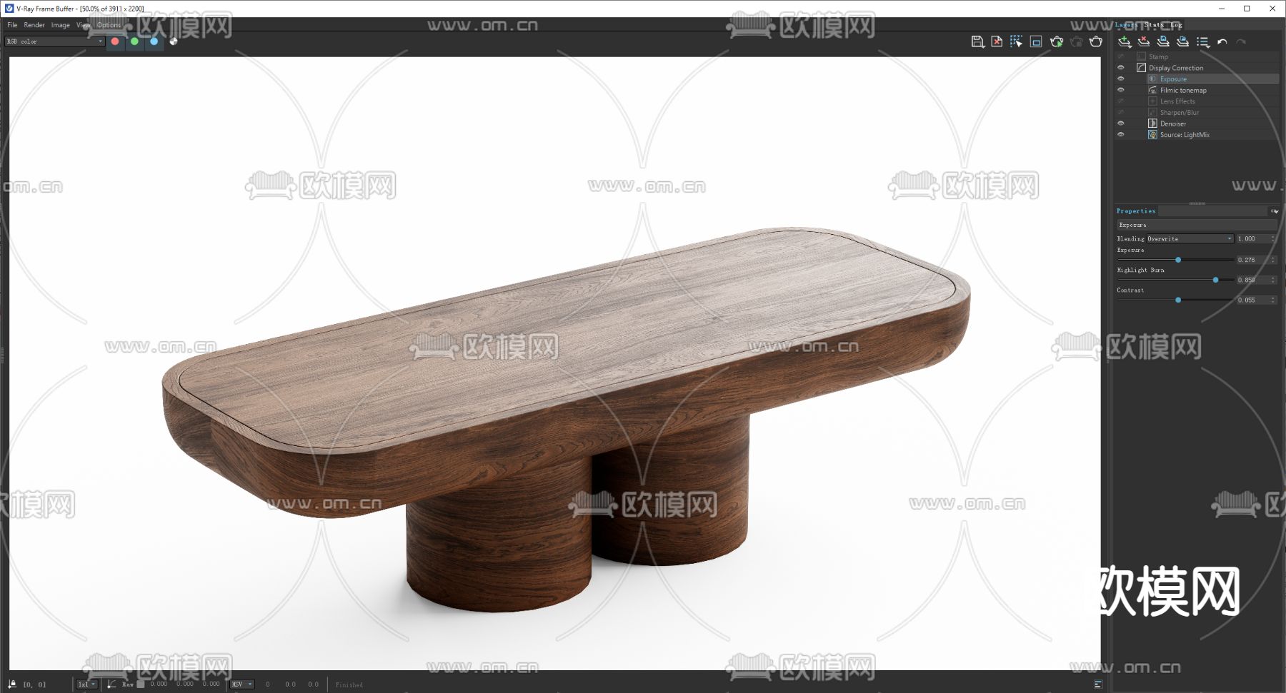 侘寂风长凳 凳子 条凳su模型下载（渲染图3）