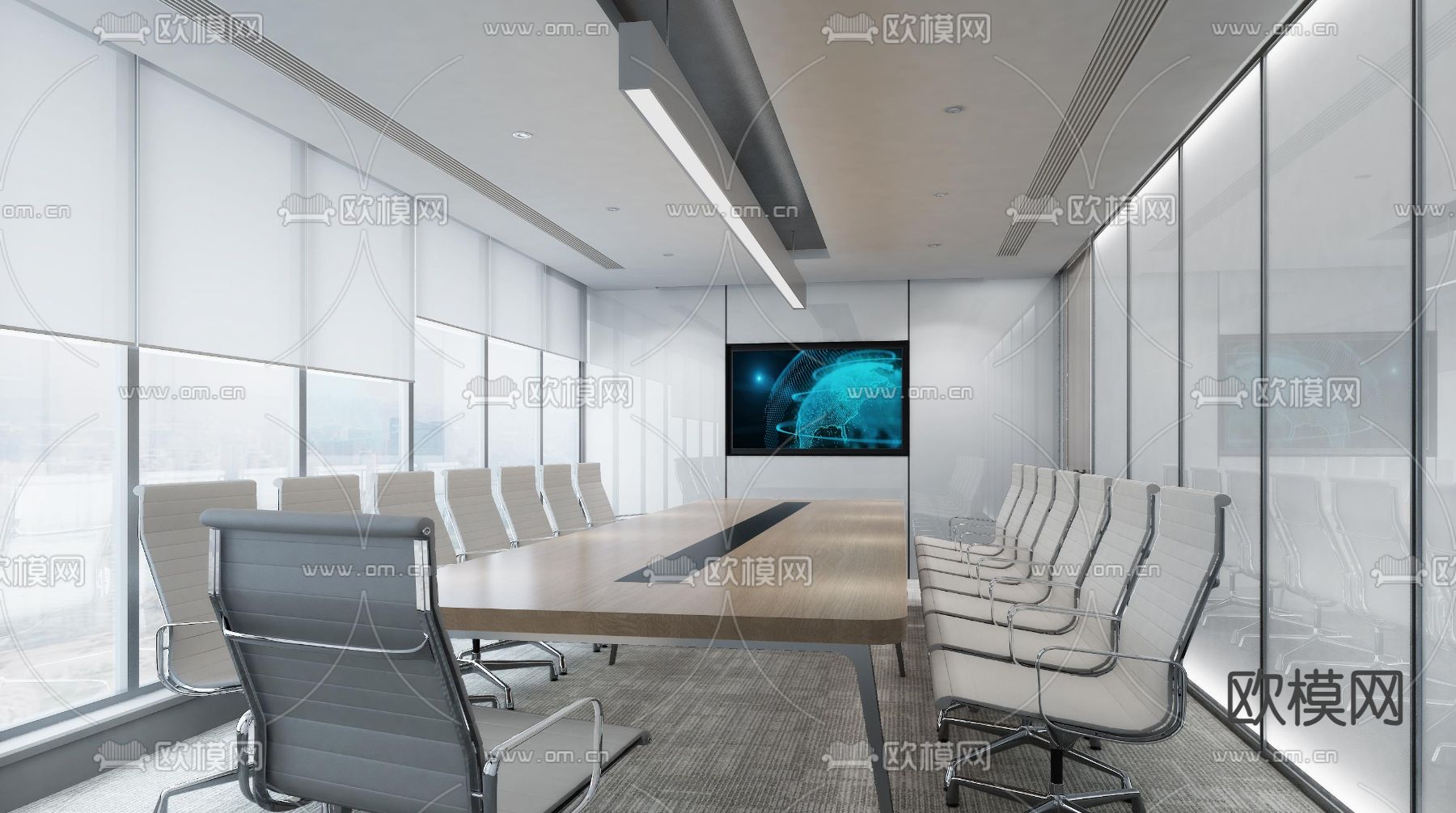 现代会议室3d模型下载