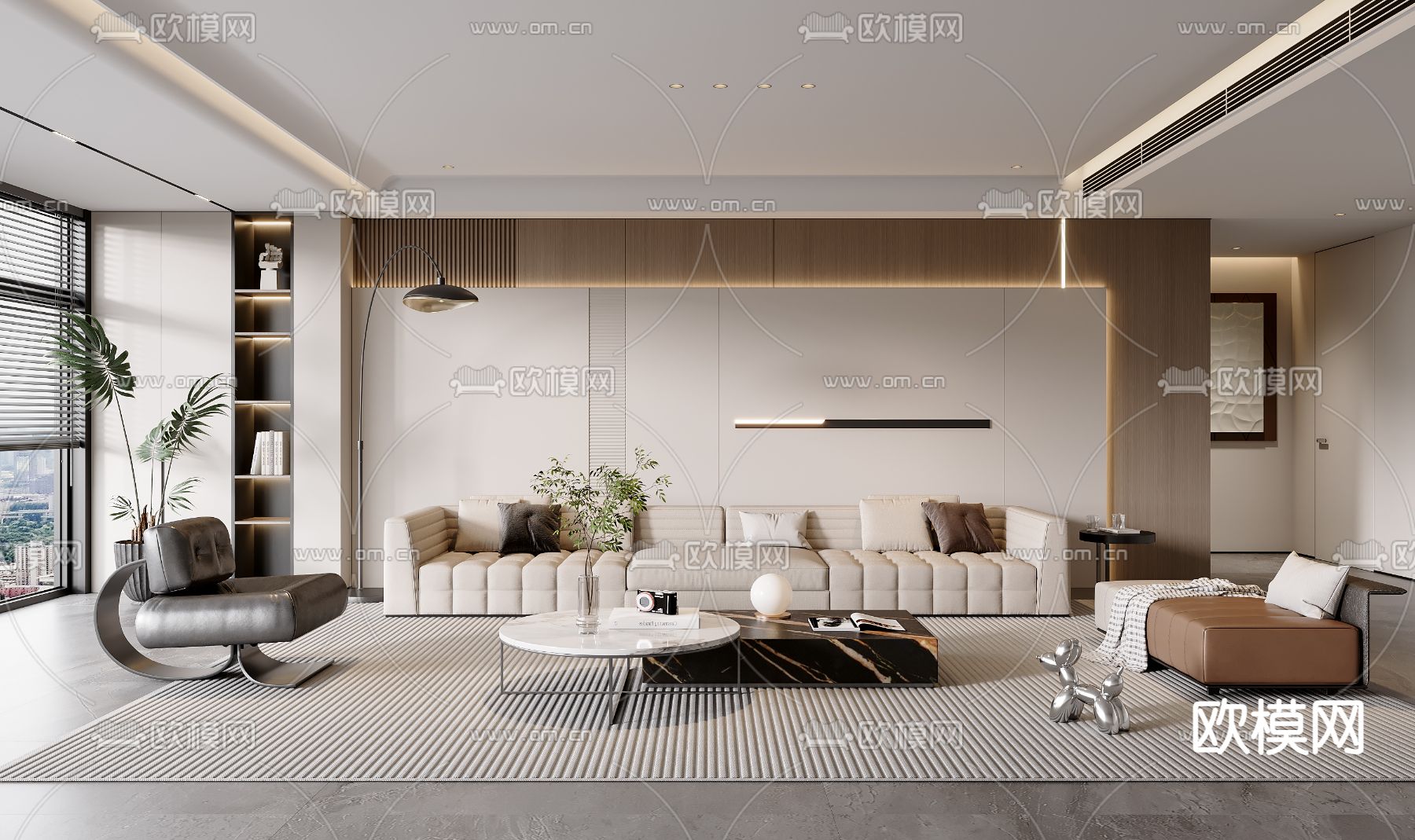 现代客厅3d模型下载