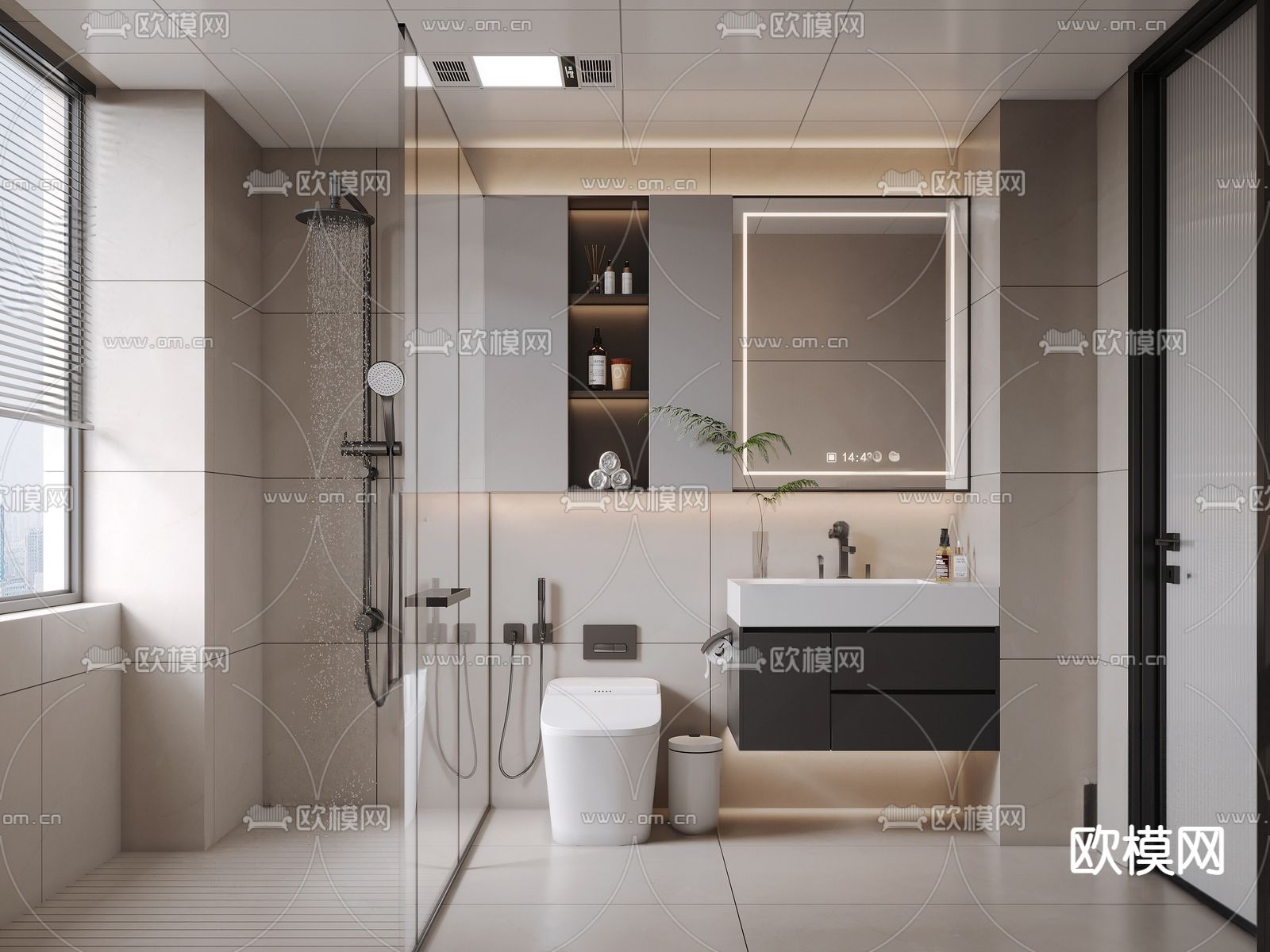 现代卫生间 浴室su模型下载（渲染图2）