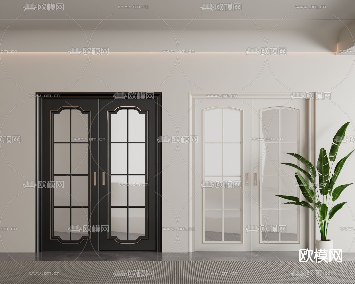 法式玻璃门 双开门 厨卫门3d模型下载_ID14358656_3dmax免费模型-欧模网