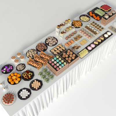  下午茶 甜品 糕点 面包su模型 