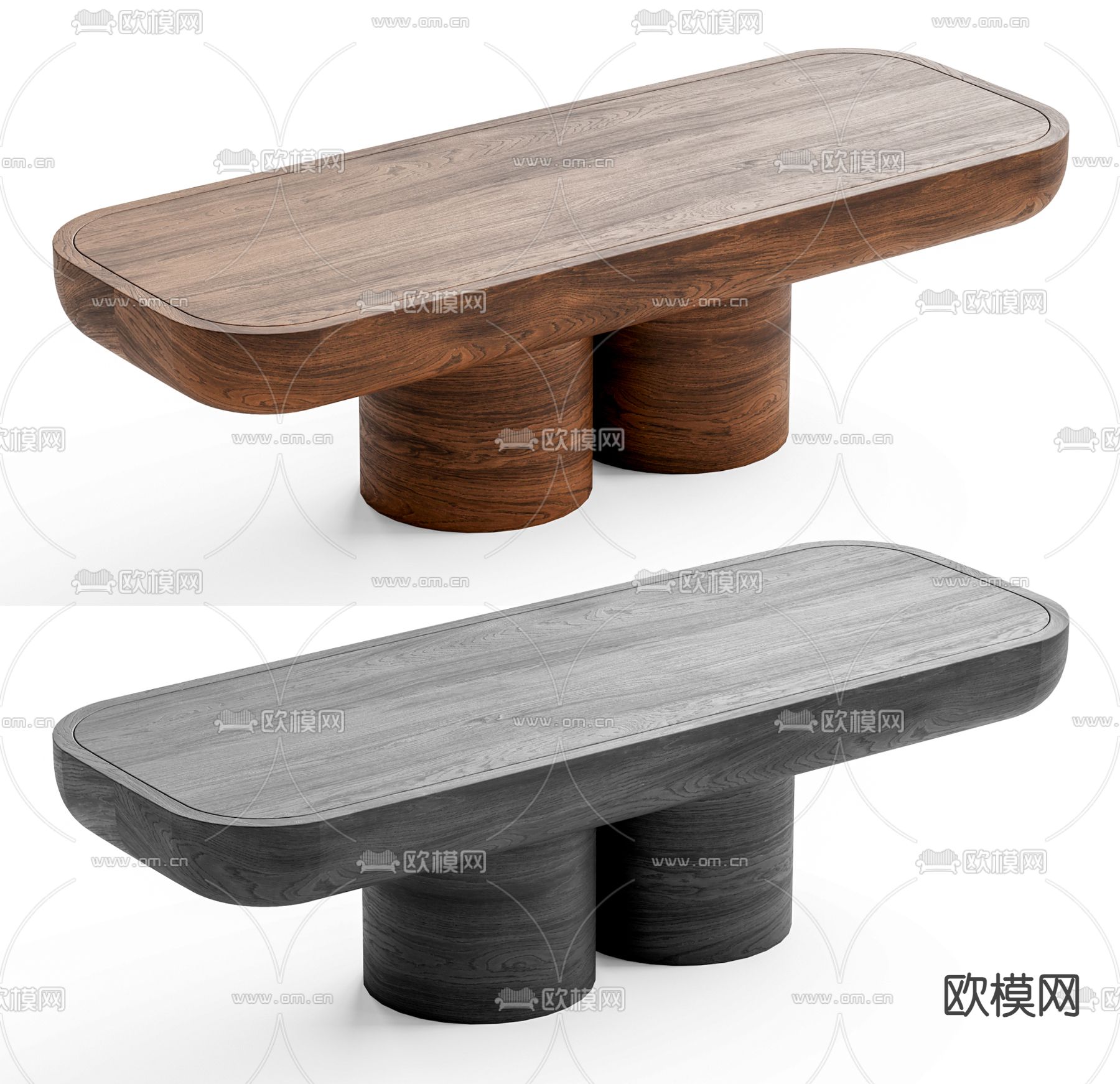 侘寂风长凳 凳子 条凳su模型下载（渲染图2）